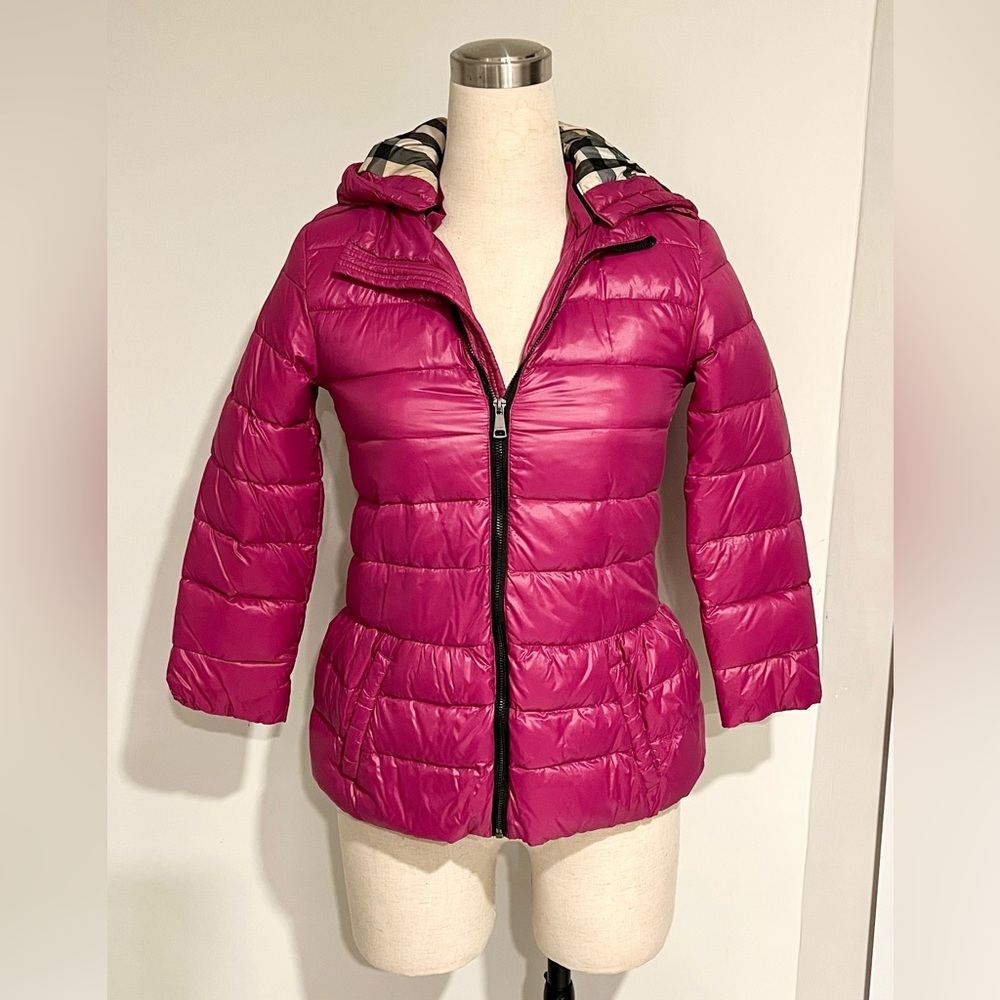 Girl’s Lightweight Burberry Puffer Jacket - Magenta